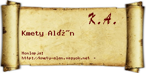 Kmety Alán névjegykártya